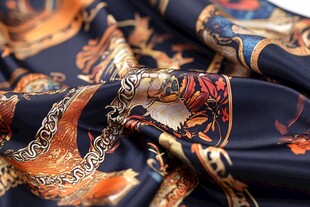 华丽复古风印花丝绸面料