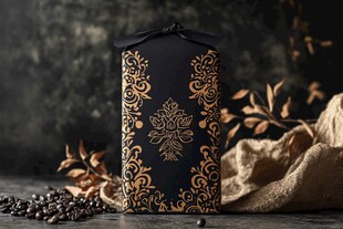 黑金花纹咖啡包装盒展示