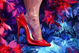 红高跟鞋的浪漫花卉之境