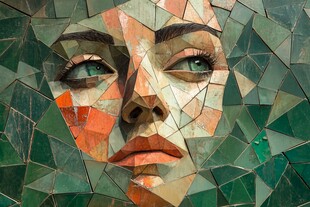 马赛克拼贴的女性面孔