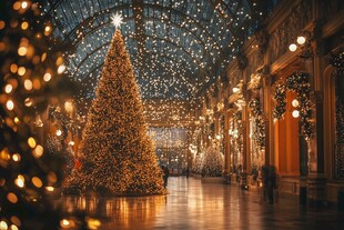 梦幻圣诞商场内璀璨圣诞树