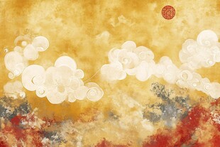 金云映日中式写意美景