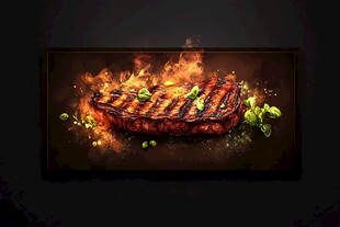 火焰炙烤的美味牛排