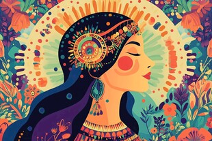 梦幻民族风女子插画