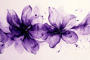 梦幻紫色水墨花朵艺术图
