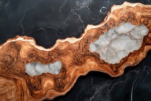 独特木纹镶嵌大理石桌面