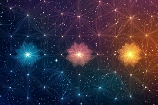 梦幻星空花朵交织图案
