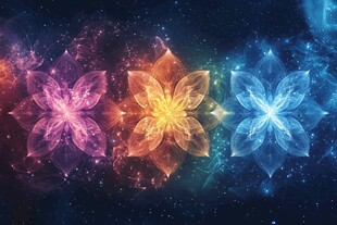 梦幻炫彩花朵星云背景图