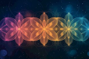 梦幻炫彩花朵星空背景图