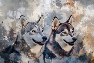 双哈士奇的艺术风肖像