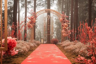 林间浪漫婚礼拱门布置