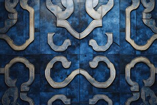 蓝色几何金属拼接装饰图案