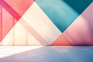 多彩几何墙面光影空间