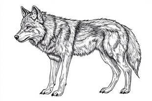 站立的狼素描插画