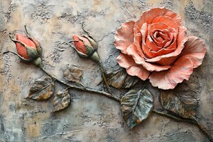 复古浮雕玫瑰花饰