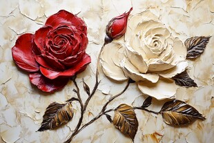 立体双玫瑰装饰艺术画