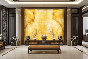 中式客厅奢华大理石背景墙