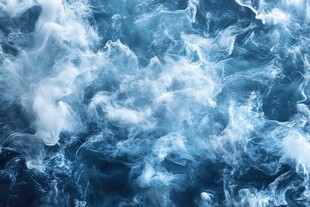 汹涌海浪的蓝色梦幻景象