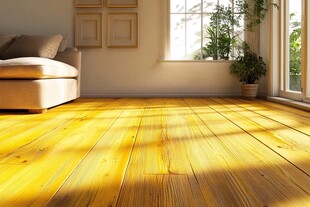 阳光洒入的温馨木地板客厅