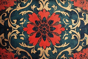 复古花卉图案精美织物