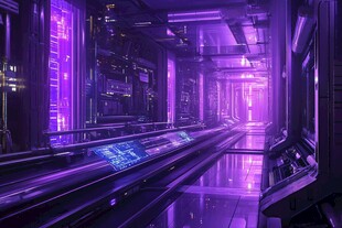 未来感紫色科技空间场景