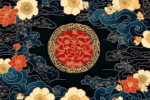 中式传统花卉云纹华丽图案