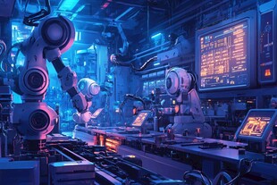 未来智能工厂的机械臂场景