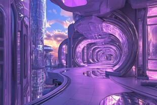 梦幻紫色未来科幻通道