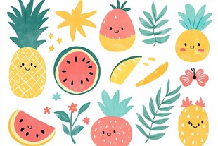 可爱水果插画图案集合