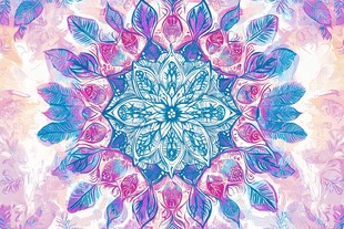梦幻水彩曼陀罗花纹图案
