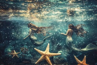 海底双生美人鱼梦幻场景