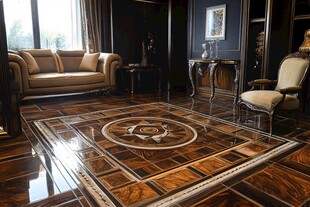 奢华客厅的精致木地板