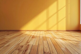 阳光洒入的木质空旷房间