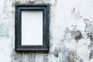 旧墙挂置的复古空相框