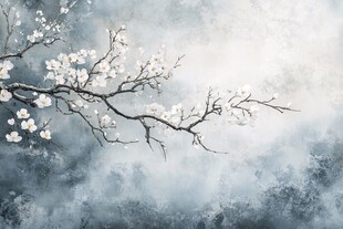 水墨梅花图 云雾中的雅致