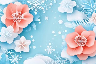 冬日纸艺花卉梦幻背景图