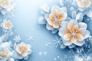淡蓝雪花花卉唯美背景图