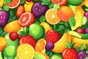 缤纷多彩水果插画图案