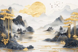 金色山水间 明月伴飞鸟