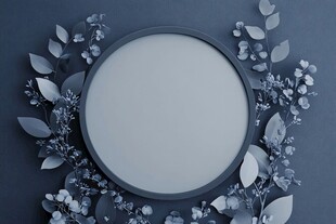 花卉环绕的圆形空白框架