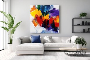 现代客厅的多彩抽象画装饰