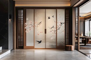 中式花鸟屏风的雅致空间