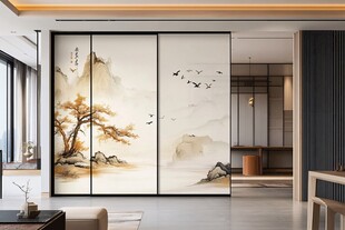 中式山水屏风的雅致客厅