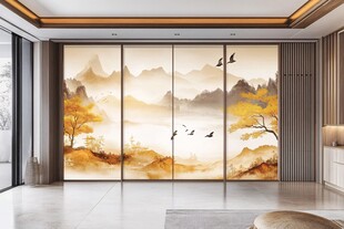 中式山水风客厅背景墙