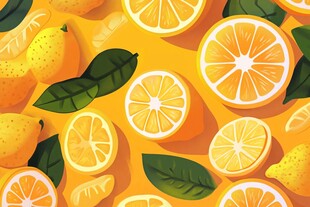 柠檬盛宴 清新多汁水果图