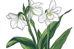 素雅白芨花插画