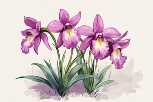紫色兰花插画