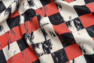 复古格纹涂鸦风布料纹理