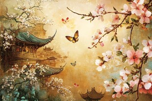 春日古风美景图