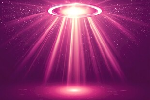 紫色科幻飞碟光束特效图